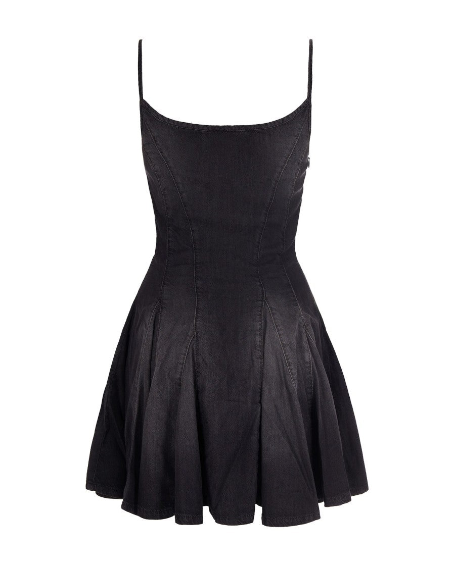 Diesel Short Black Denim Dress With Adjustable Straps
