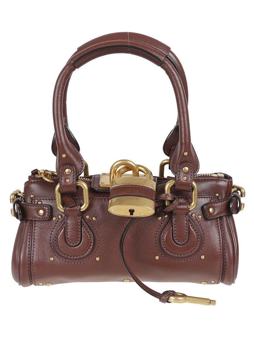 Chloé Textured Buffalo Leather Bag With Gold-Tone Studs And Padlock Detail