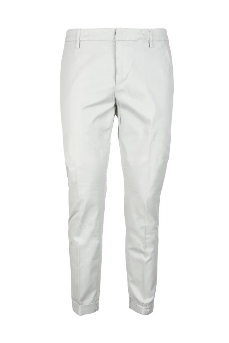 Dondup Cropped White Trousers With Slim Tapered Silhouette