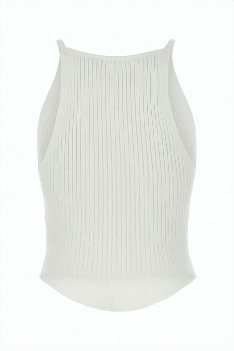 Courrèges Ribbed Fitted Sleeveless Top With Design