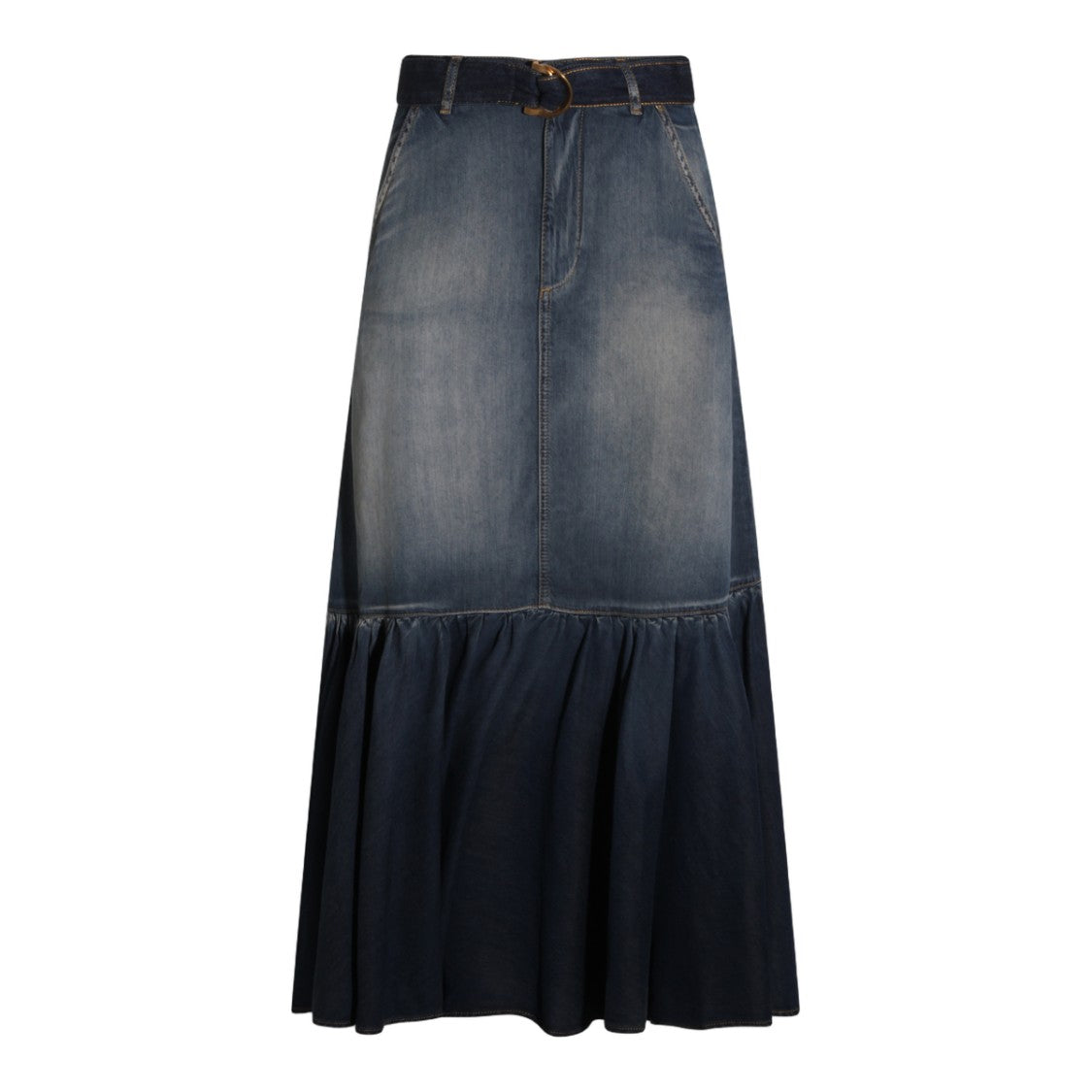 Pinko Two-Tone Denim Maxi Skirt