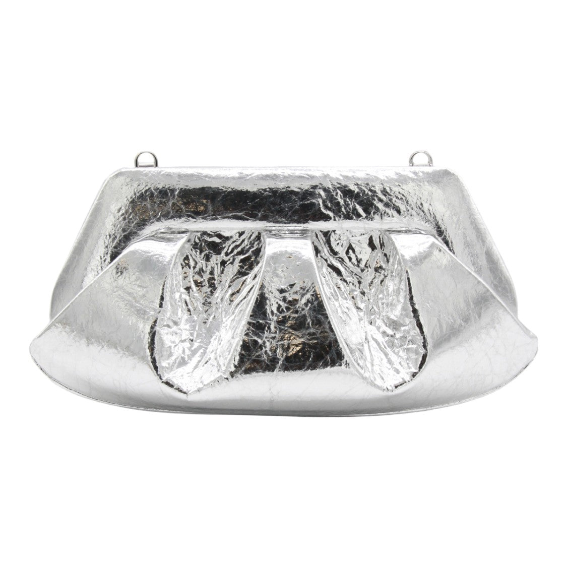 Themoirè Crinkled Silver Bag With Flap Closure