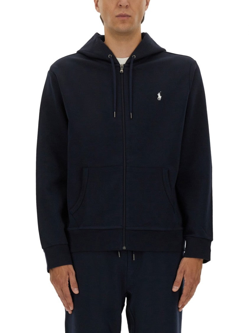 Polo Ralph Lauren Black Full-Zip Hoodie With Drawstring Hood