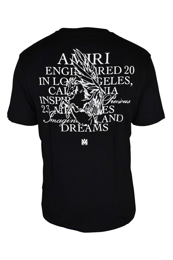 Amiri Graphic Black Cotton T-Shirt With Unicorn Illustration