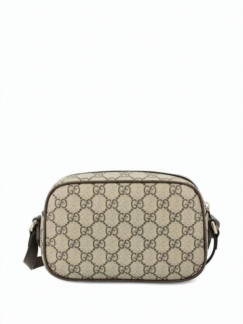 Gucci Rectangular Canvas Crossbody Bag With Monogram And Leather Trim