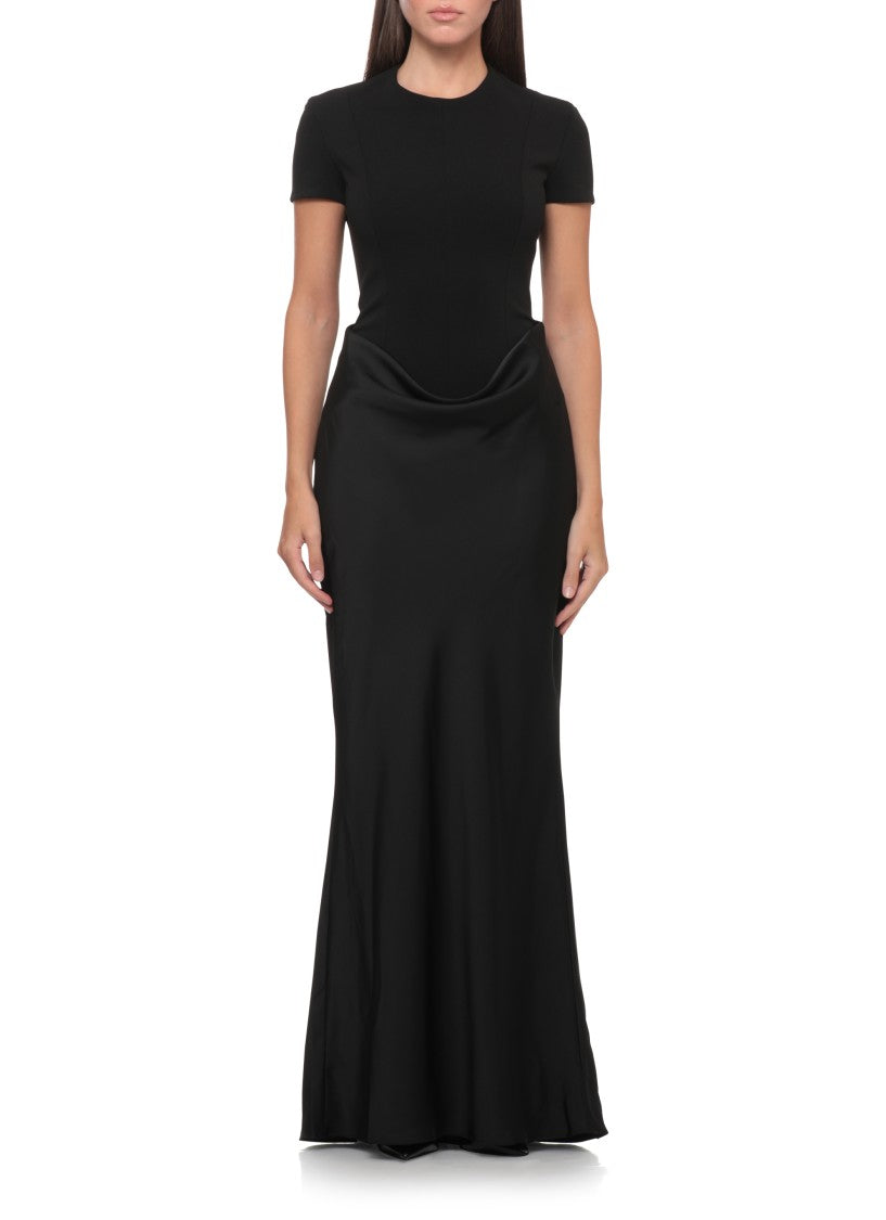 Rotate Long Black Silk Dress With Mermaid Skirt