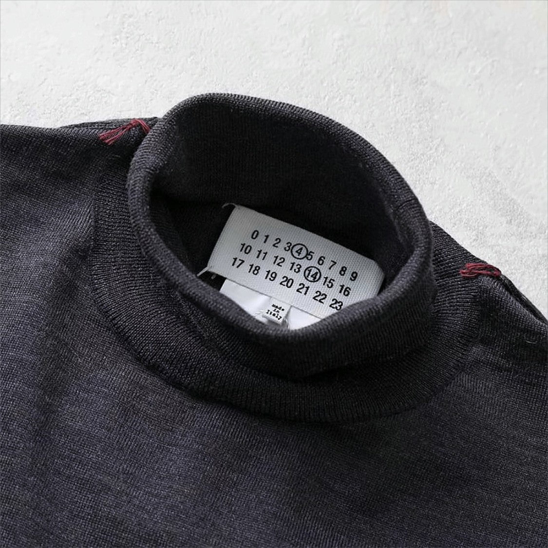 Maison Margiela High-Neck Wool Knit Sweater With Four-Line Stitch Detail
