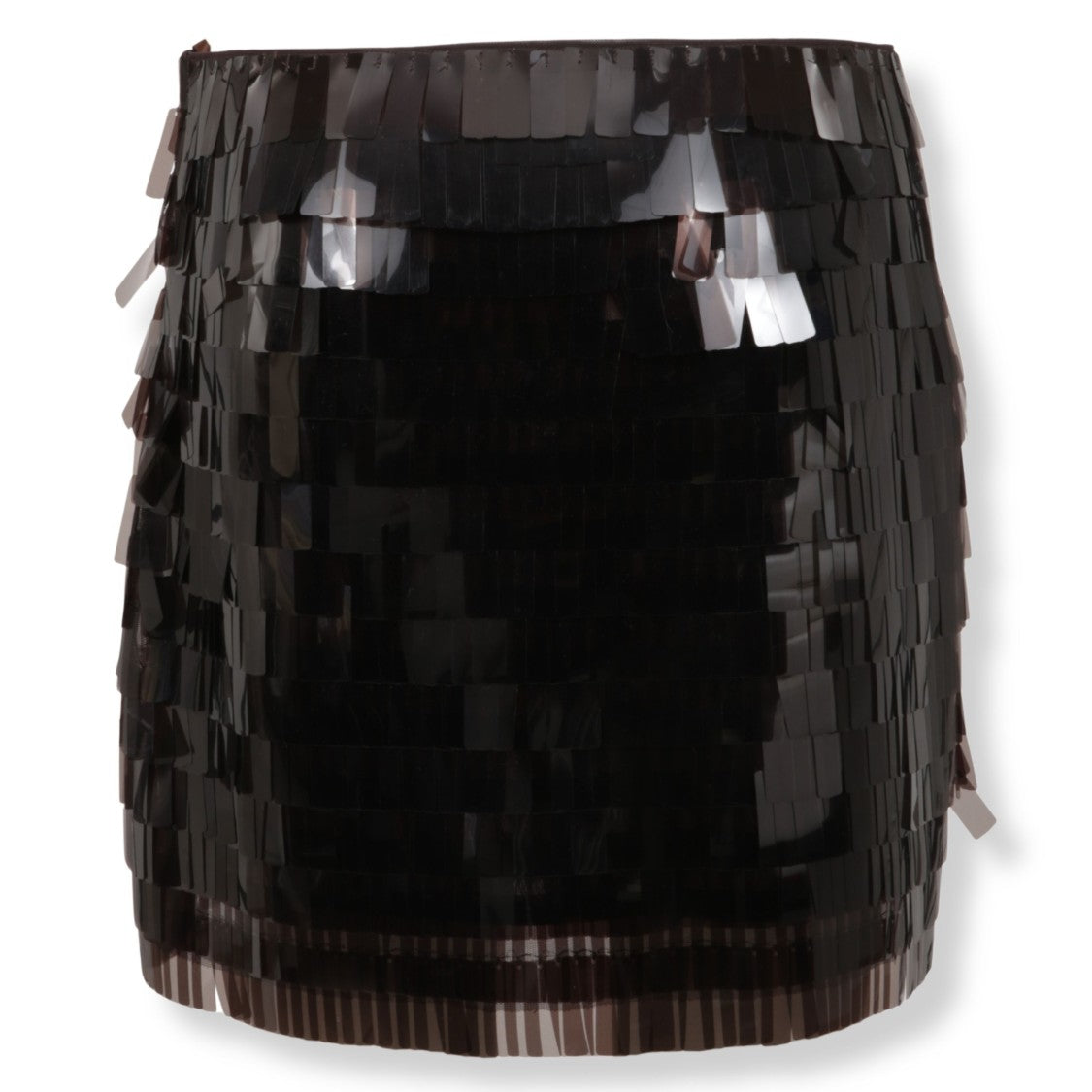 Staud Fringed Black Sequined Mini Skirt