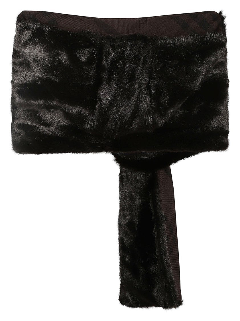 Burberry Faux Fur Black Scarf