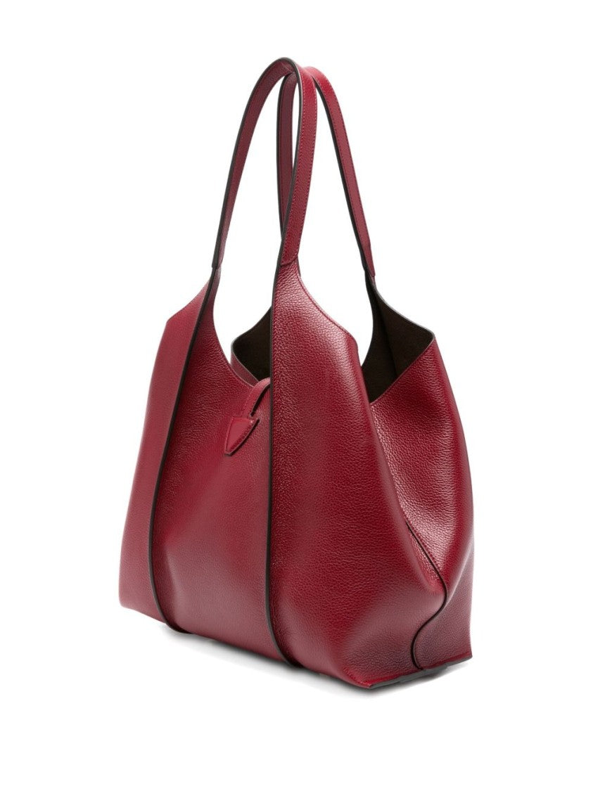 Tod's Deep Red Calfskin Shopper Bag
