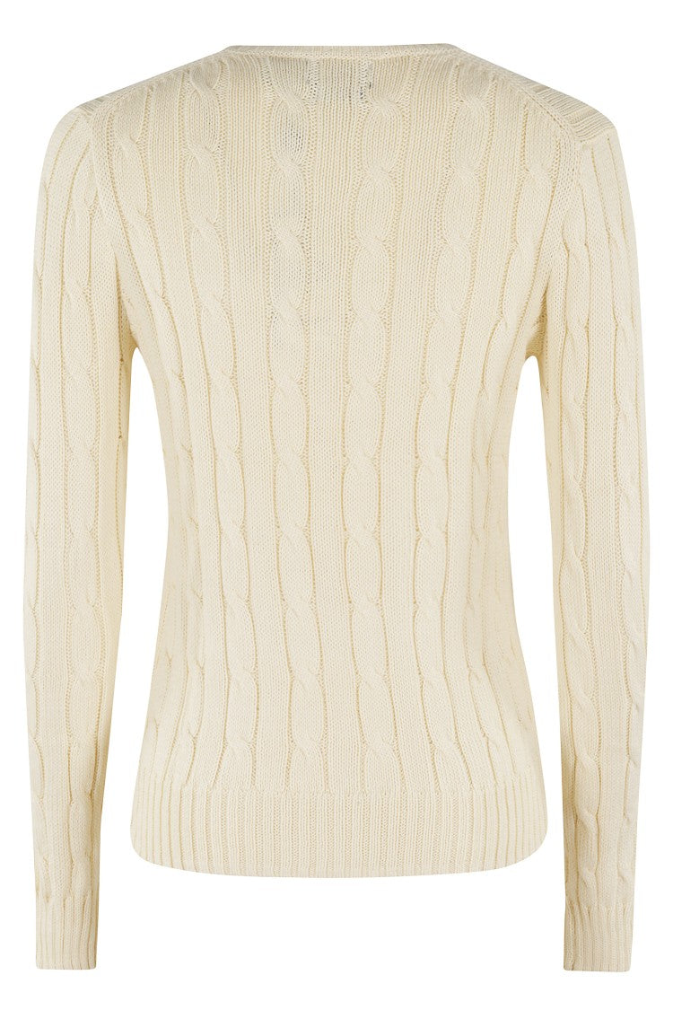 Polo Ralph Lauren V-Neck Cable Knit Pullover With Ribbed Detailing