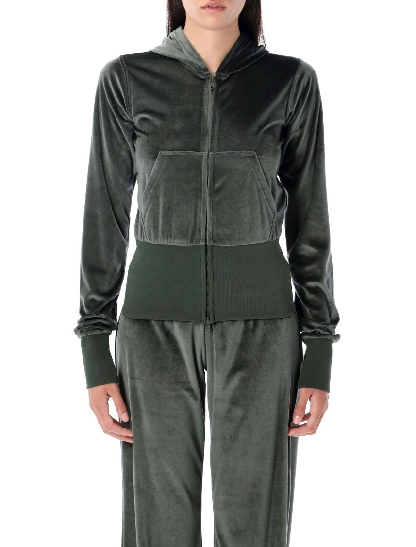 Balenciaga Bistretch Velvet Zip-Up Hoodie