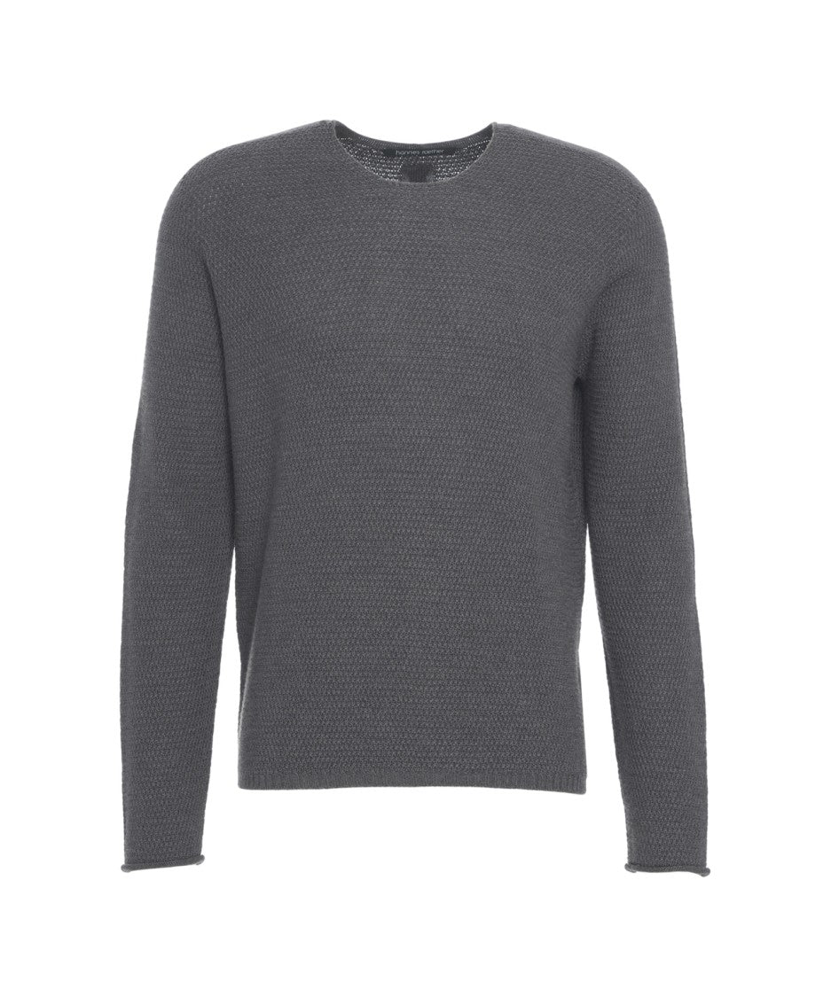Hannes Roether Textured Knit Sweater With Classic Round Neckline