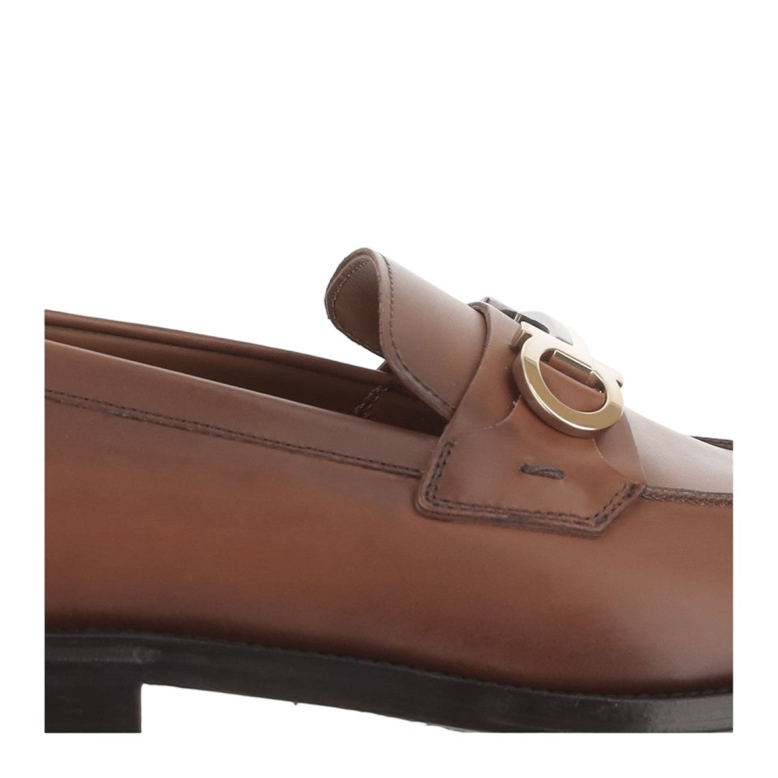 Salvatore Ferragamo Brown Hook Detail Leather Loafers