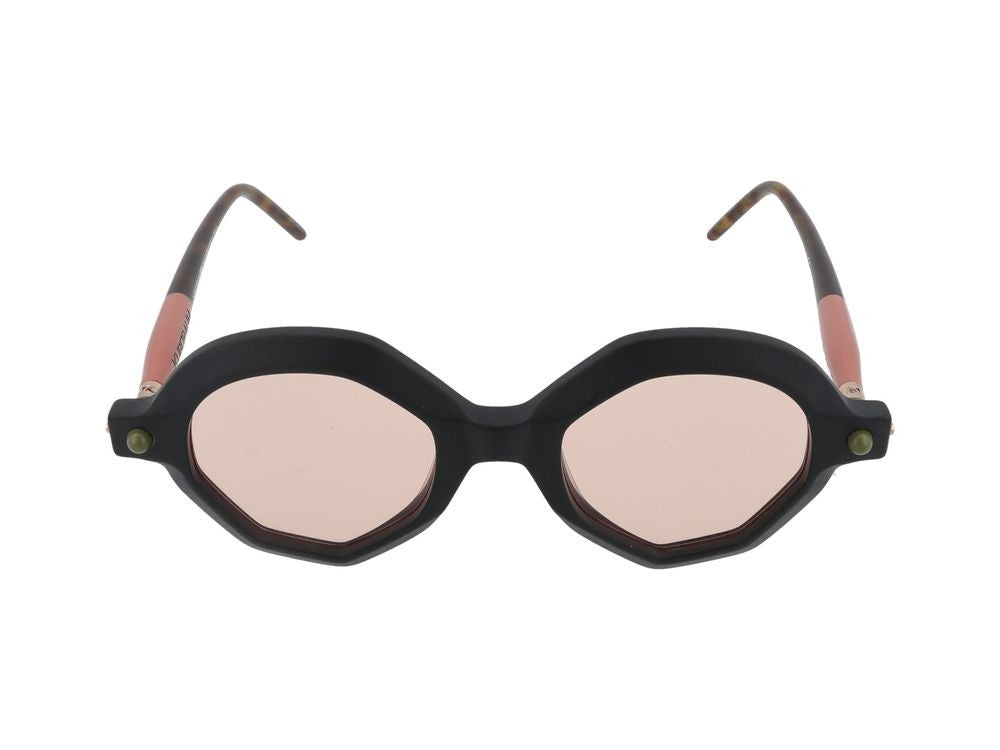 Kuboraum Pink-Tinted Lens Octagonal Frame Sunglasses