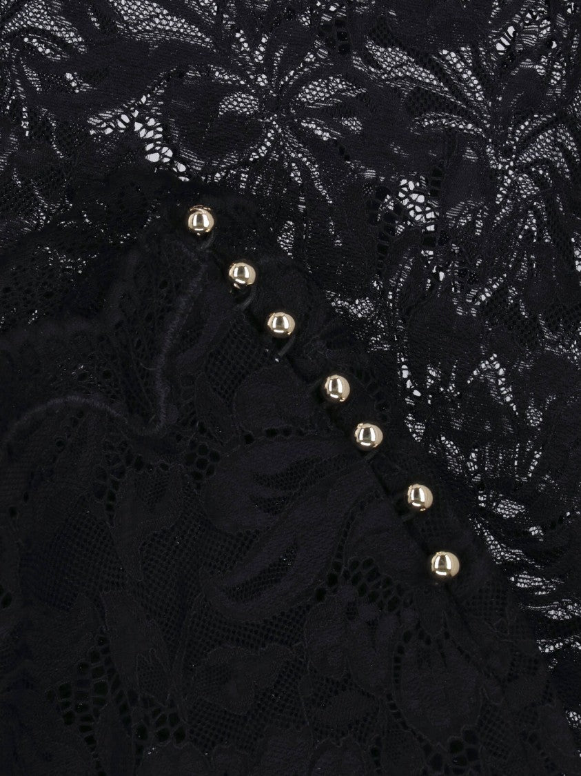 Rabanne Black Floral Lace Midi Skirt