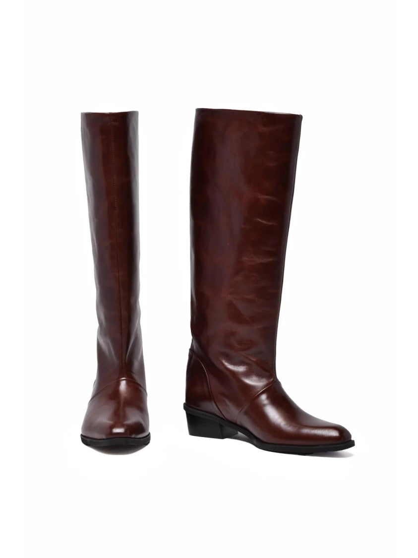 Augusta Brown Leather Tall Boots