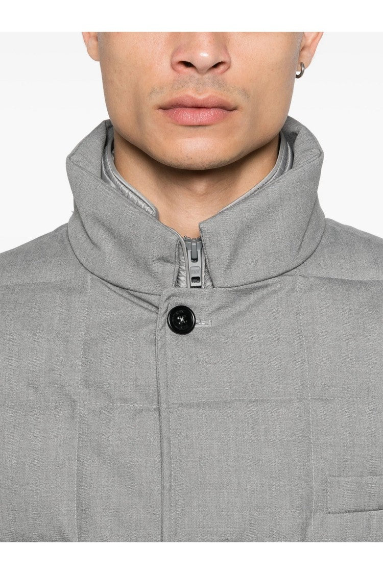 Fay Slate Nylon Quilted Down Jacket