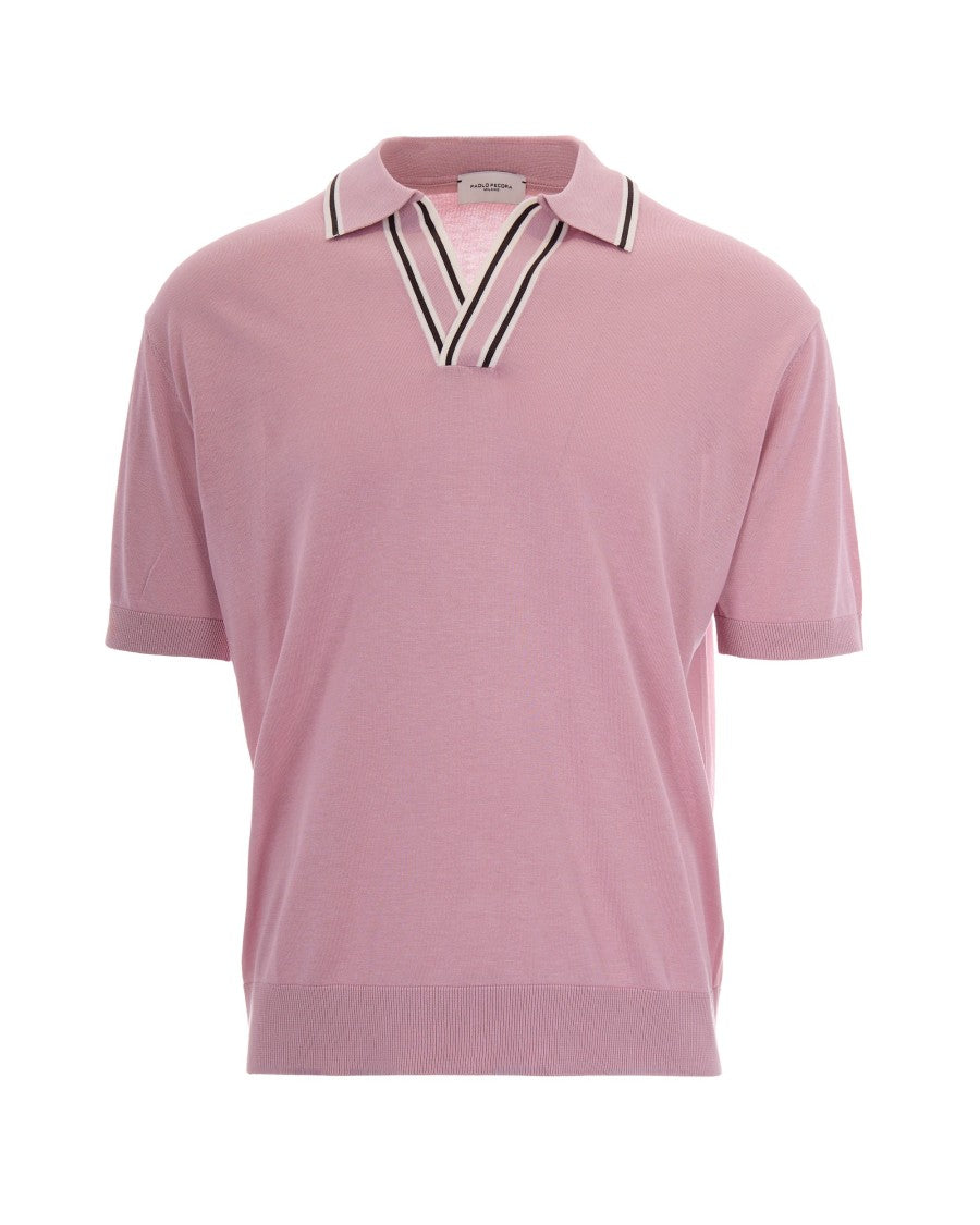 Paolo Pecora Pink Cotton-Silk Short-Sleeve Polo Shirt