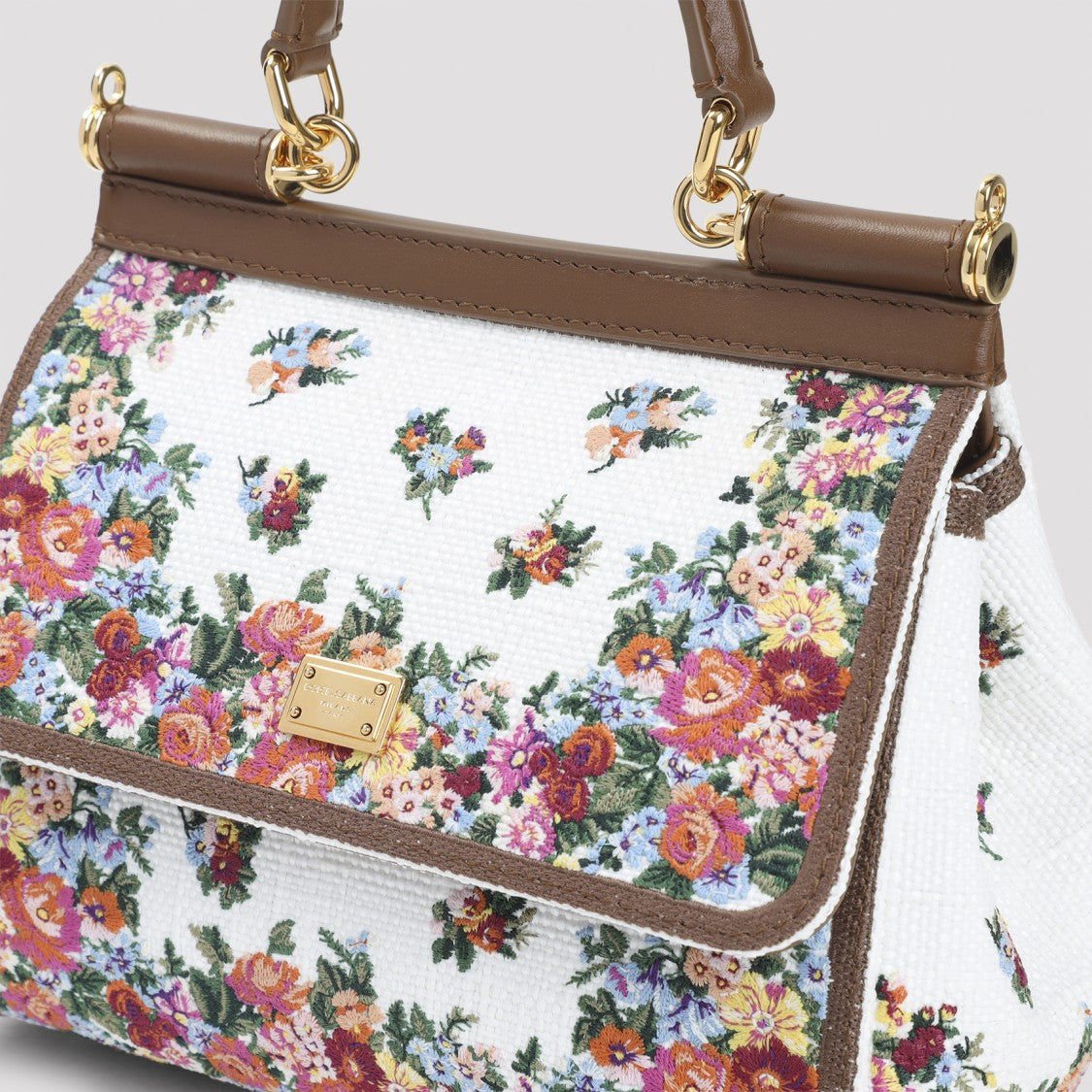Dolce & Gabbana Multicolor Floral Handbag With Structured Design