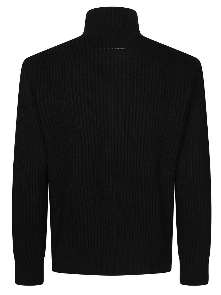 Mm6 By Maison Margiela Ribbed Knit High Collar Zip-Through Knit