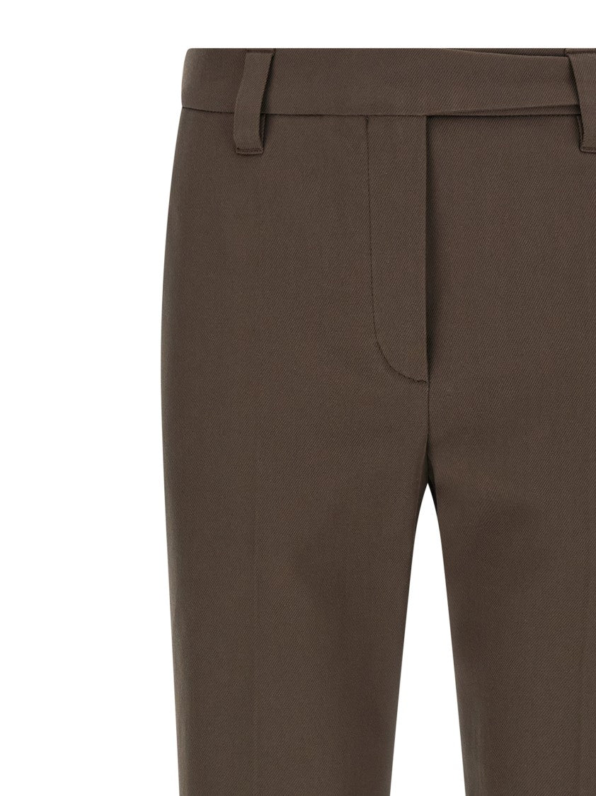 Brunello Cucinelli Micro-Striped Cotton Trousers With Refined Pleat Details