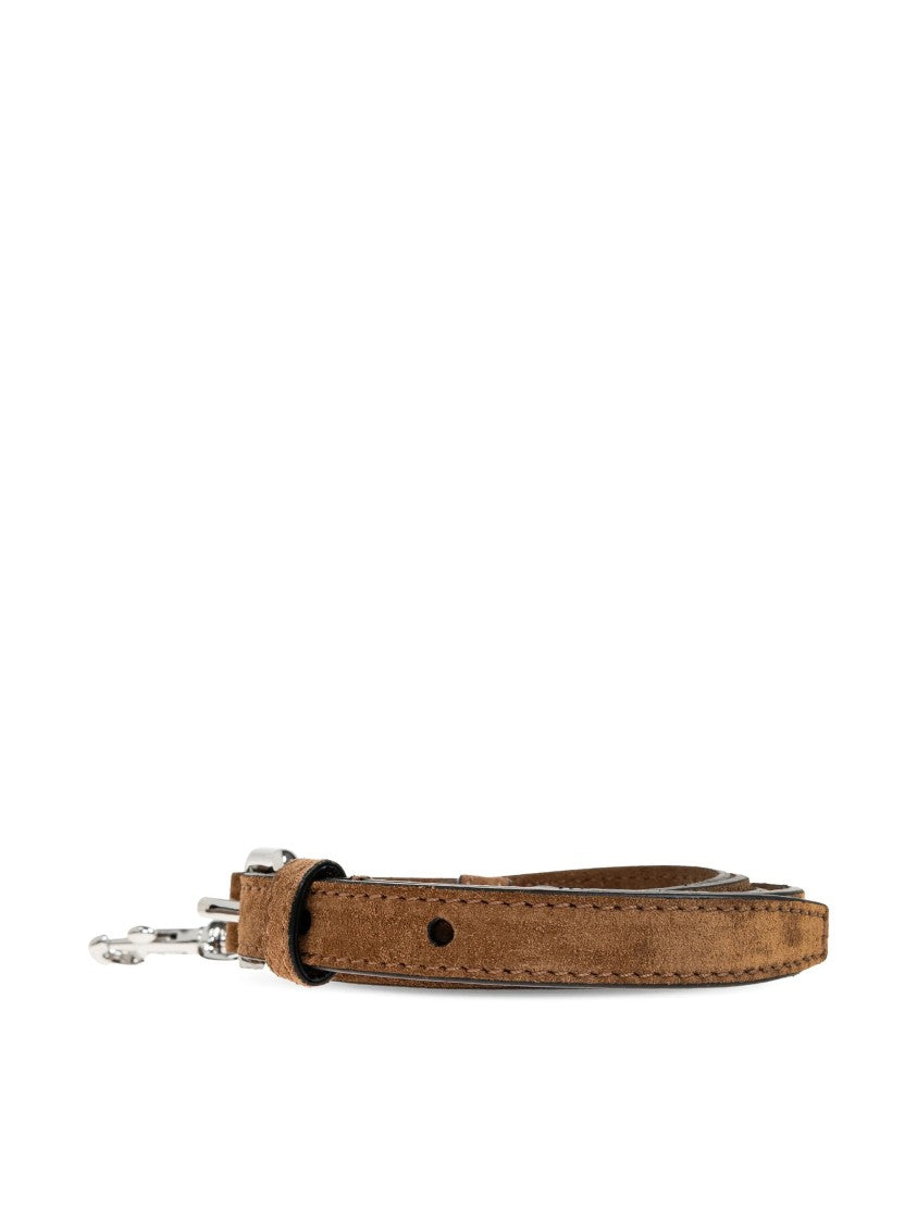 Moschino Brown Large Rectangular Suede Handbag With Belts