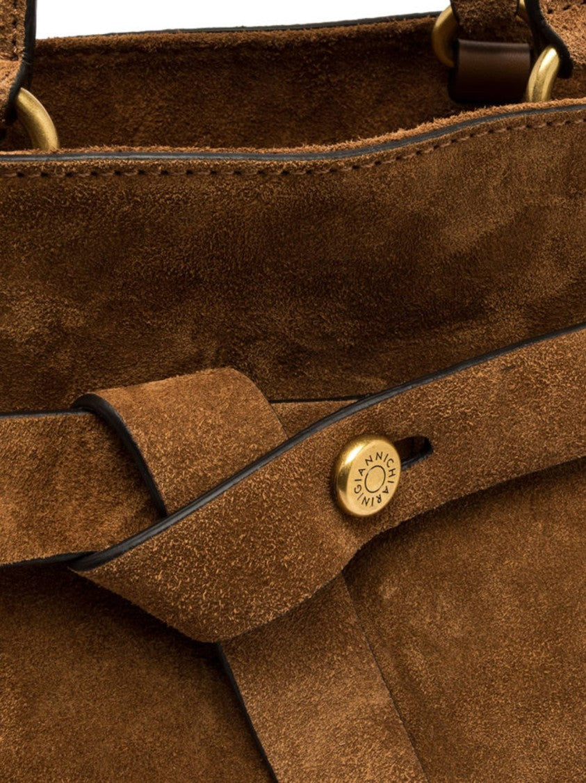 Gianni Chiarini Medium-Sized Suede Handbag With Gold-Tone Closure
