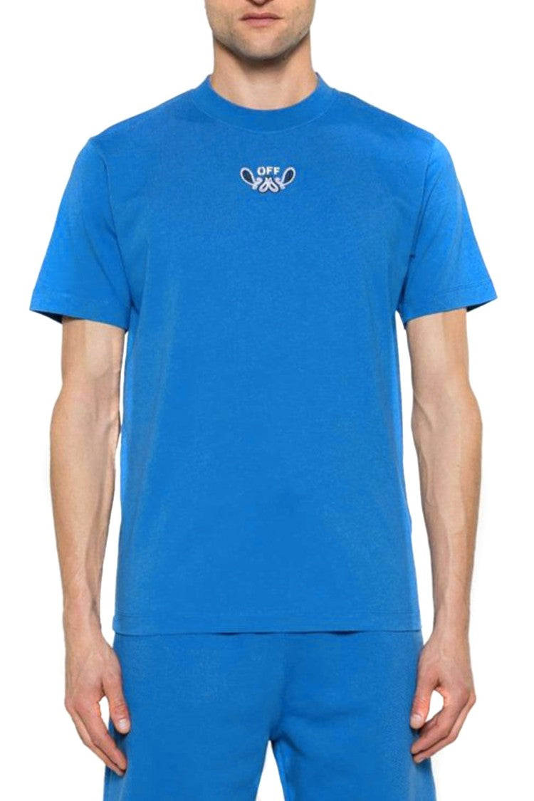 Off-White Light Blue Bandana Arrow Print Cotton T-Shirt