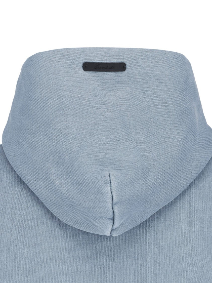 Fear Of God Essentials Blue Cropped Arched Logo Hooded Sweatshirt