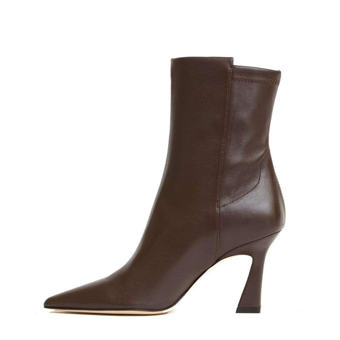 Stuart Weitzman Brown Leather Ankle Boots With 85Mm Kitten Heel