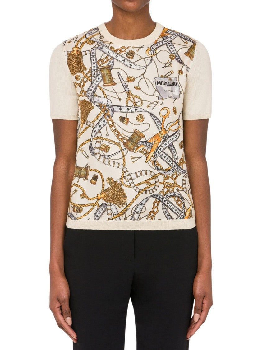 Moschino Ivory Wool Short-Sleeves