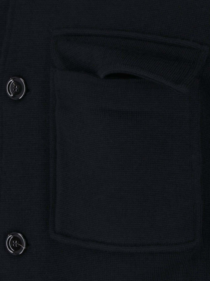 Lardini Black Virgin Wool Buttoned Shirt