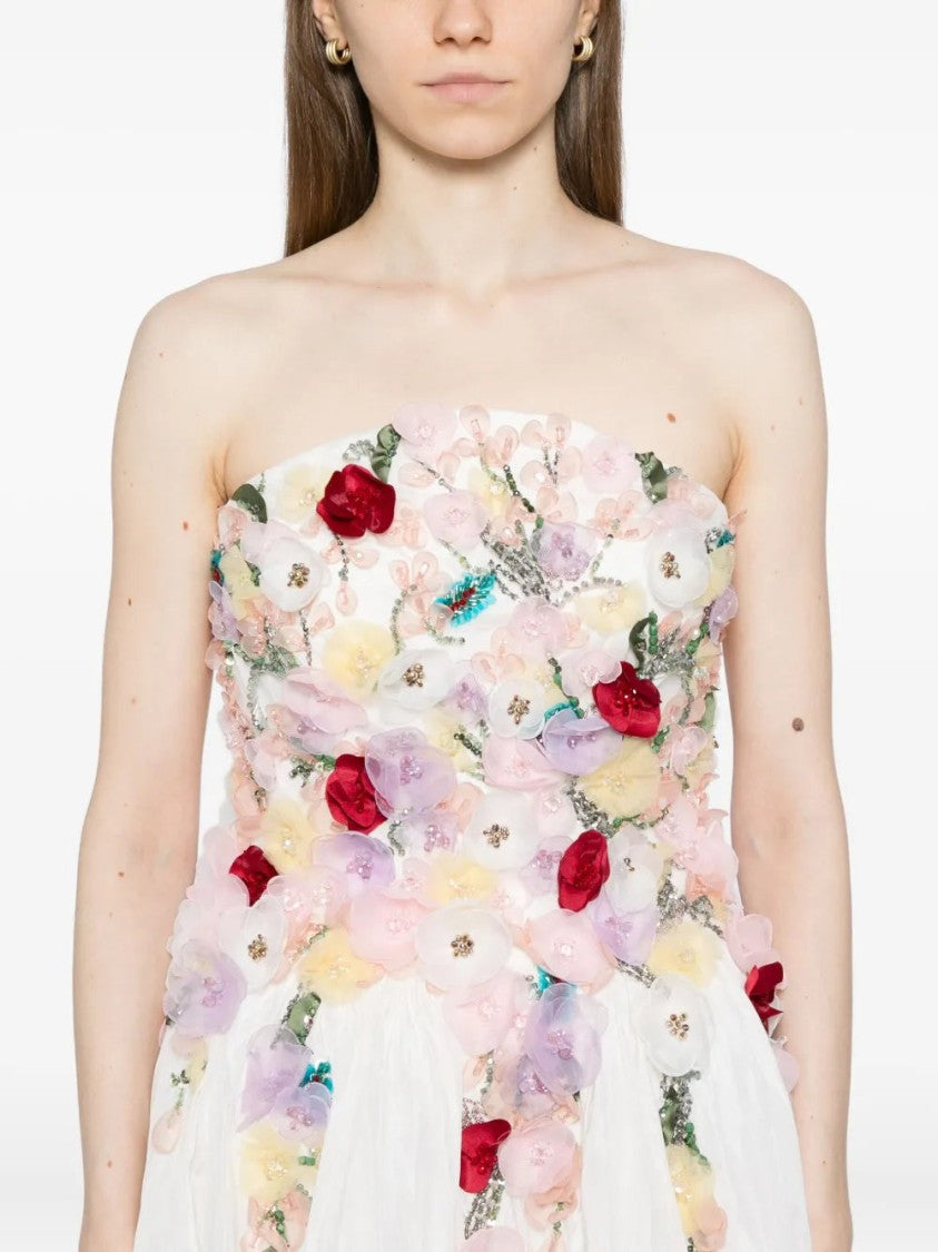Saiid Kobeisy Embellished 3D Flowers Taffeta Gown