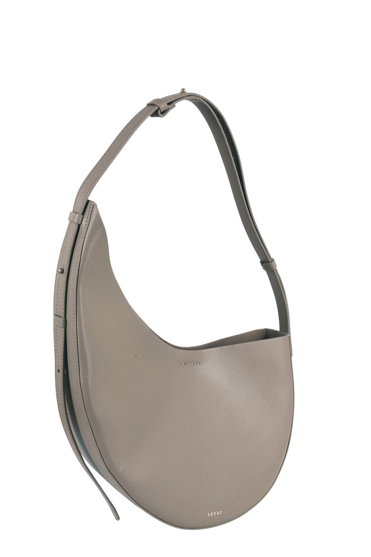 Soeur Gray Winona Front-Logo Zip-Pouch Leather Shoulderbag