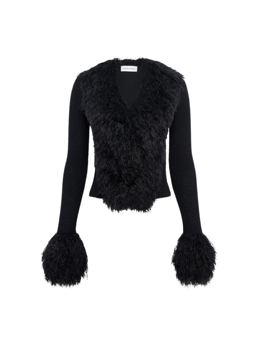 Marine Serre Wild Puffy Knit Cardigan Black