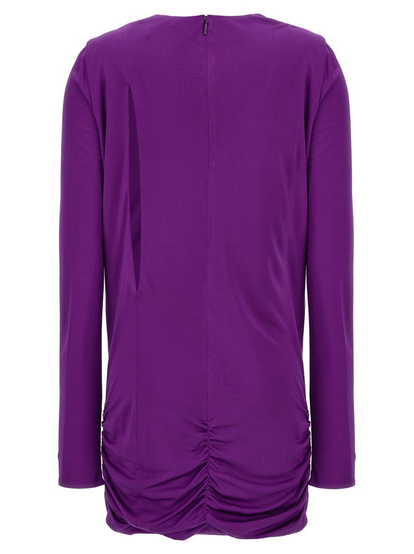 Versace Cut-Out Details Jersey Dress With Draped Sides