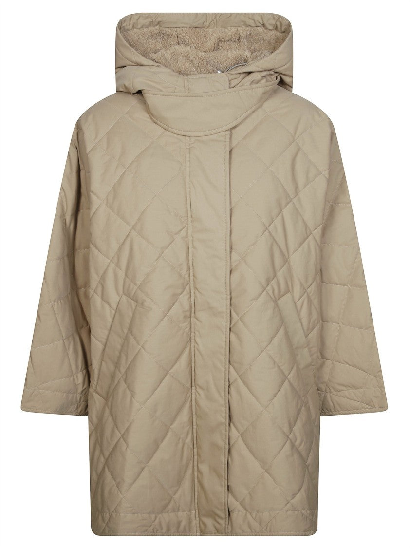 Moncler Diamond-Stitched Hooded Quilted Cape