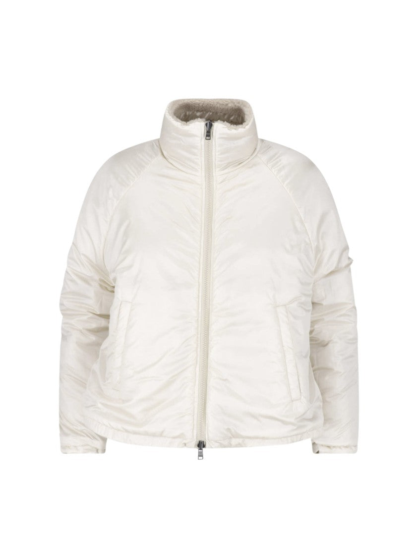 Herno Cream Teddy Reversible High-Neck Jacket