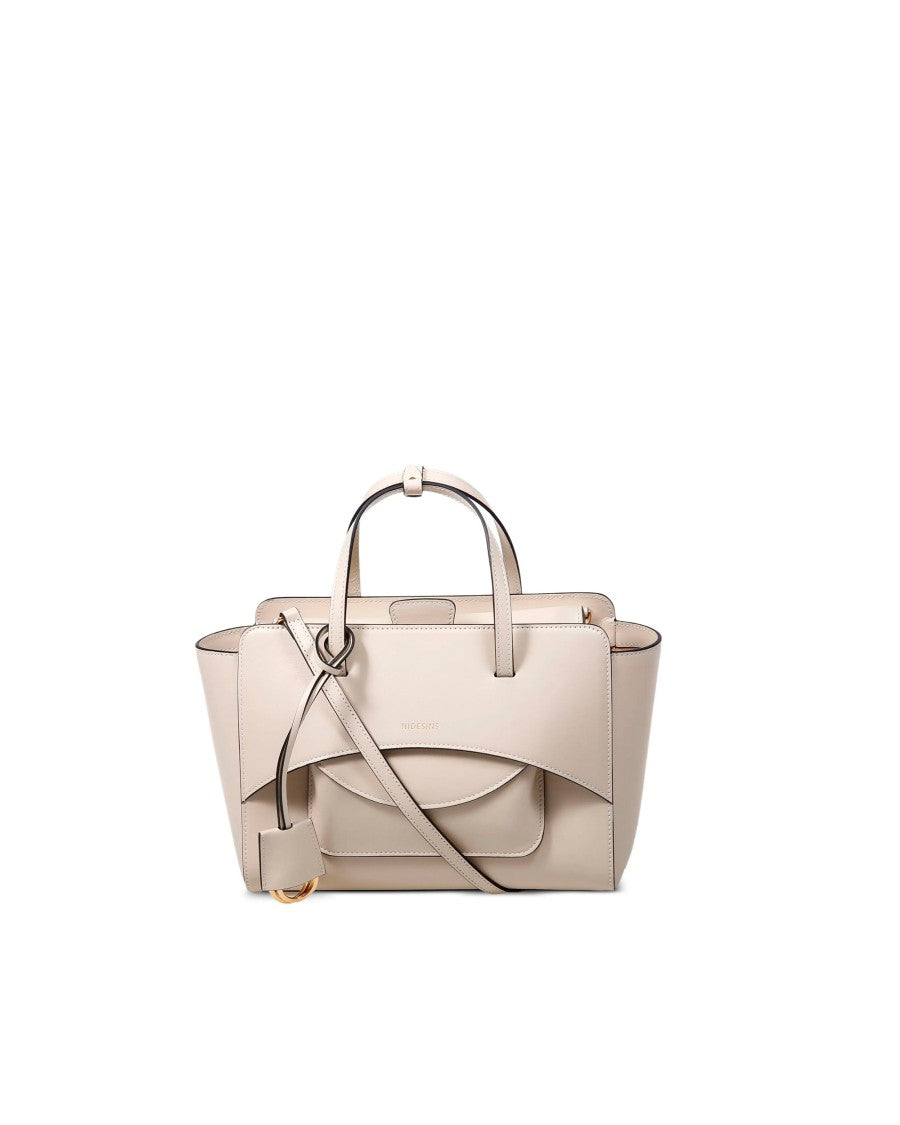 Hidesins Structured Calf Leather Handbag With Flap Closure And Hidden Pocket