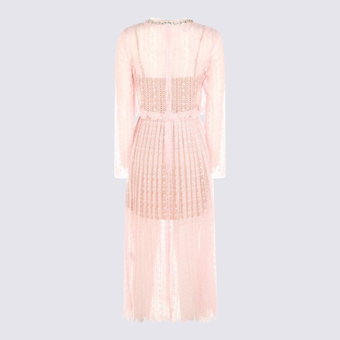 Self-Portrait Pink Sheer Belted Maxi Dress
