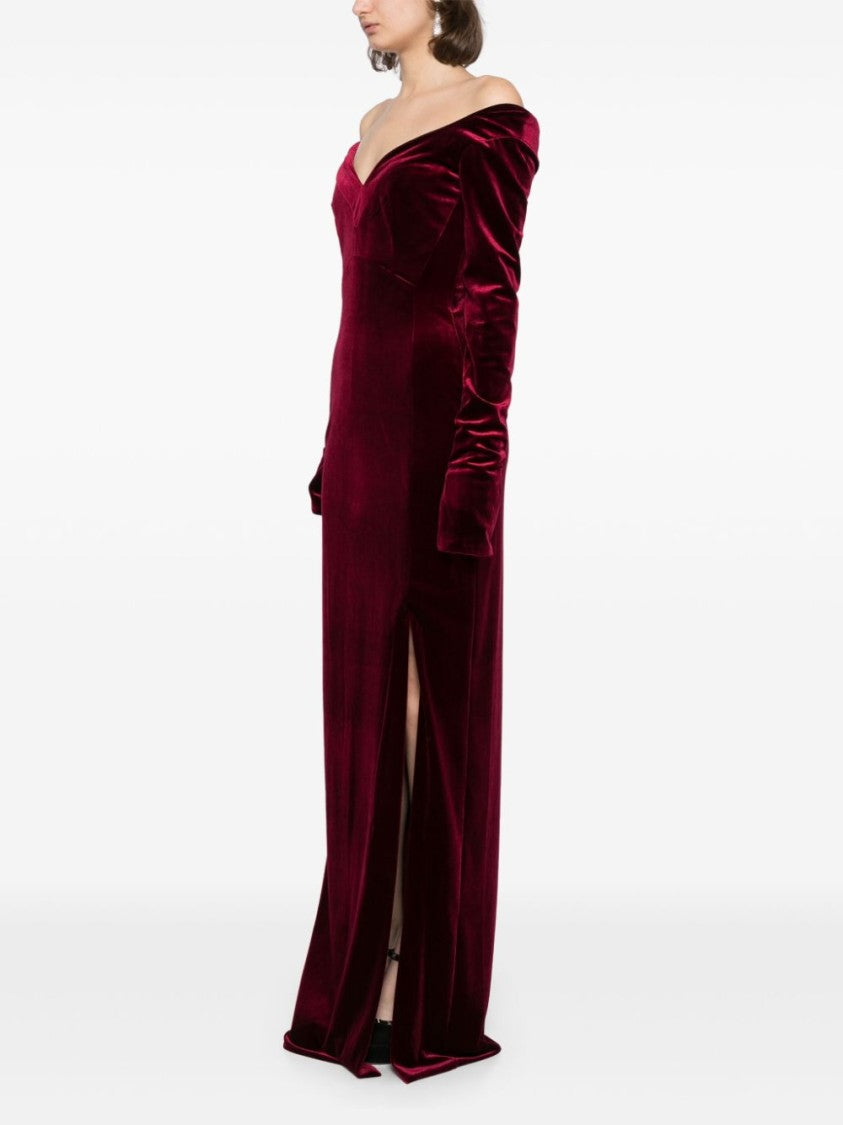 Saiid Kobeisy Velvet Long Fitted Dress