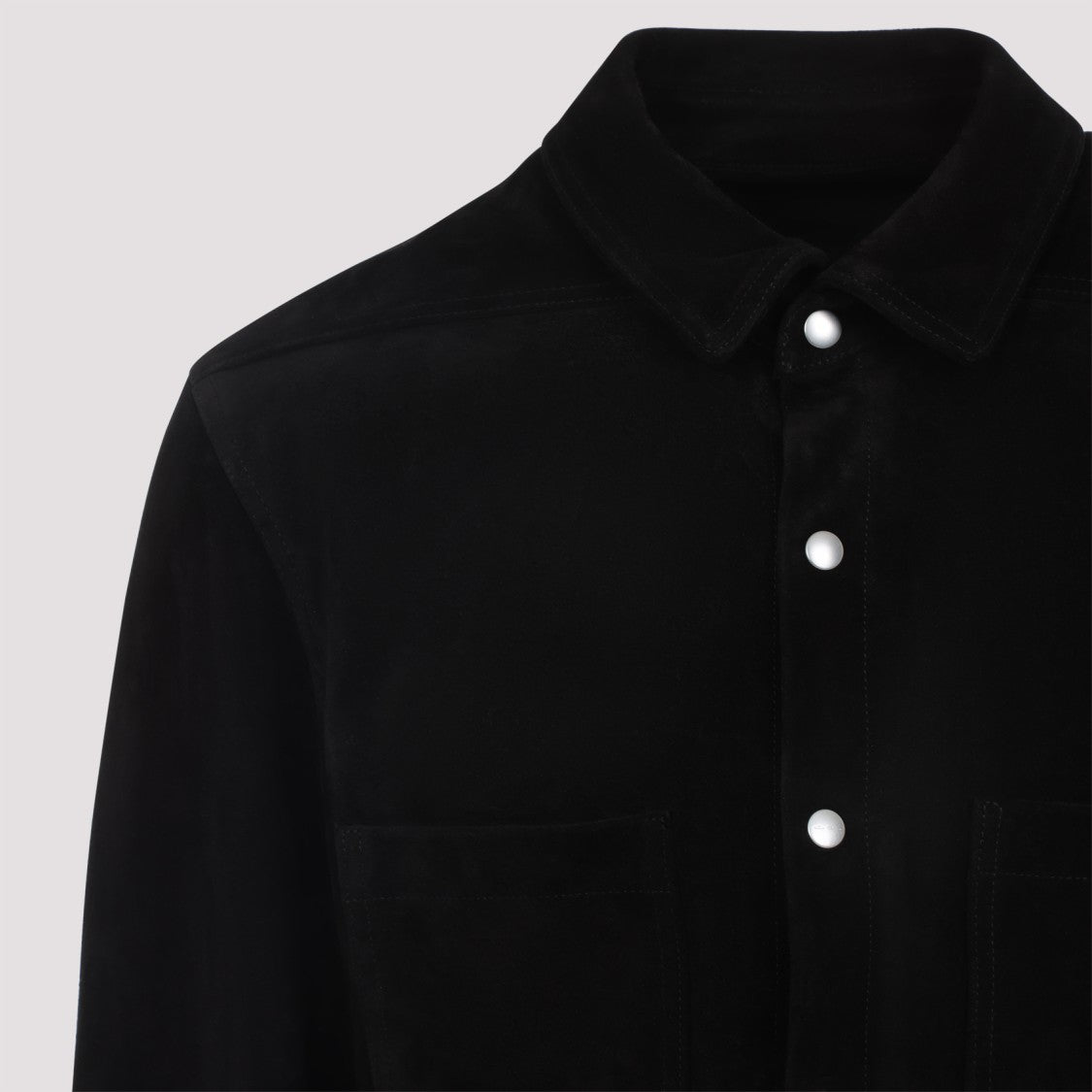 Rick Owens Black Suede Leather Outer Shirt