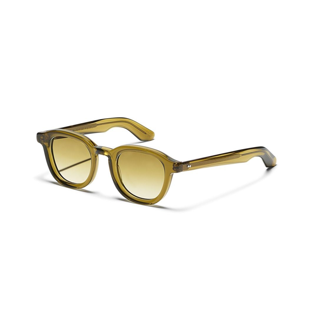 Moscot Translucent Amber Acetate Sunglasses With Classic Rounded Shape
