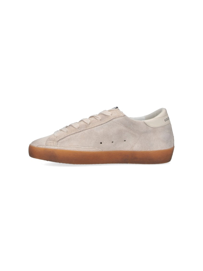 Golden Goose Soft Beige Suede Low-Top Sneakers With Glittery Star Detail