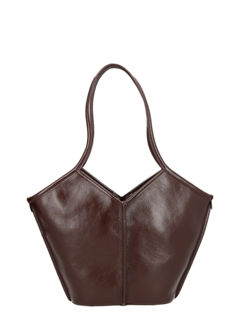 Hereu Brown Structured Calf Leather Shoulder Bag