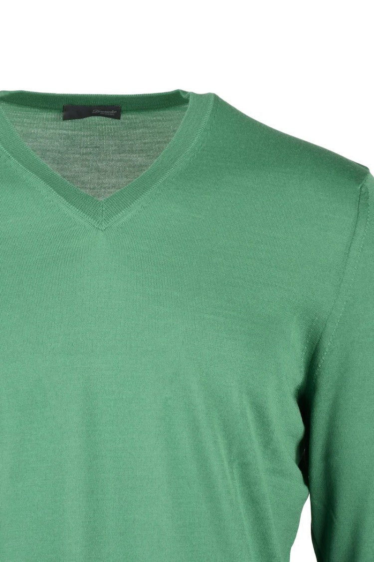 Drumohr Merino Wool V-Neck Pullover - Green