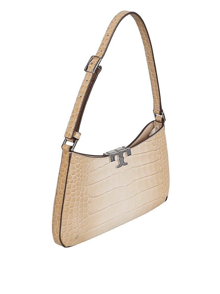 Tory Burch Croc-Embossed Shoulder Bag With Double T Hardware