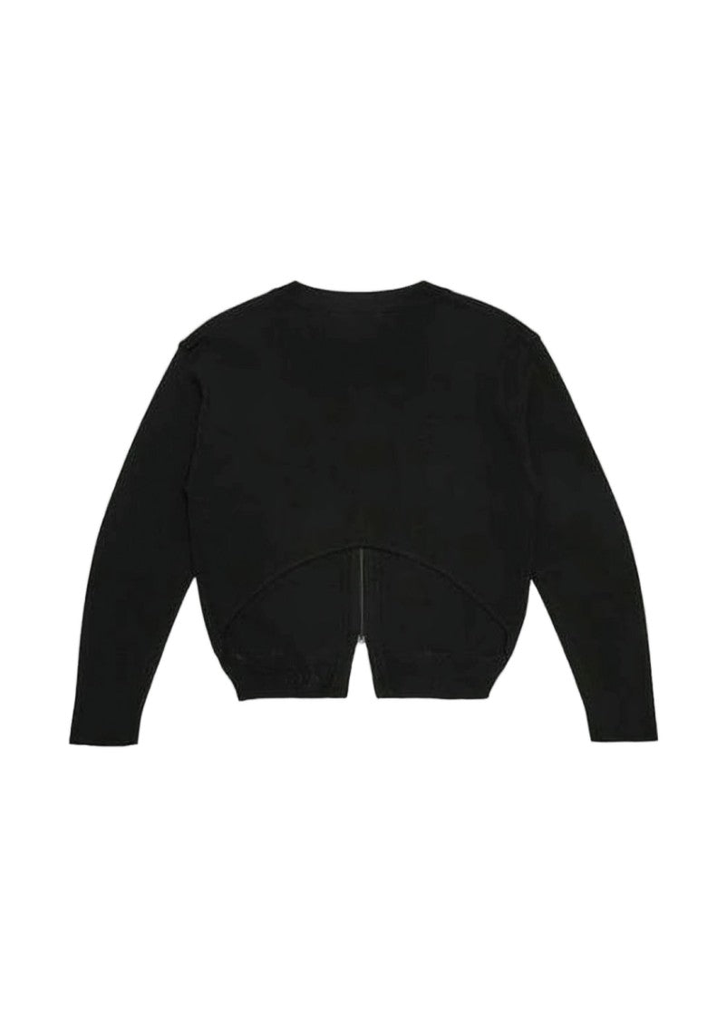Amomento Cropped Black Cardigan With Unique Cut-Out