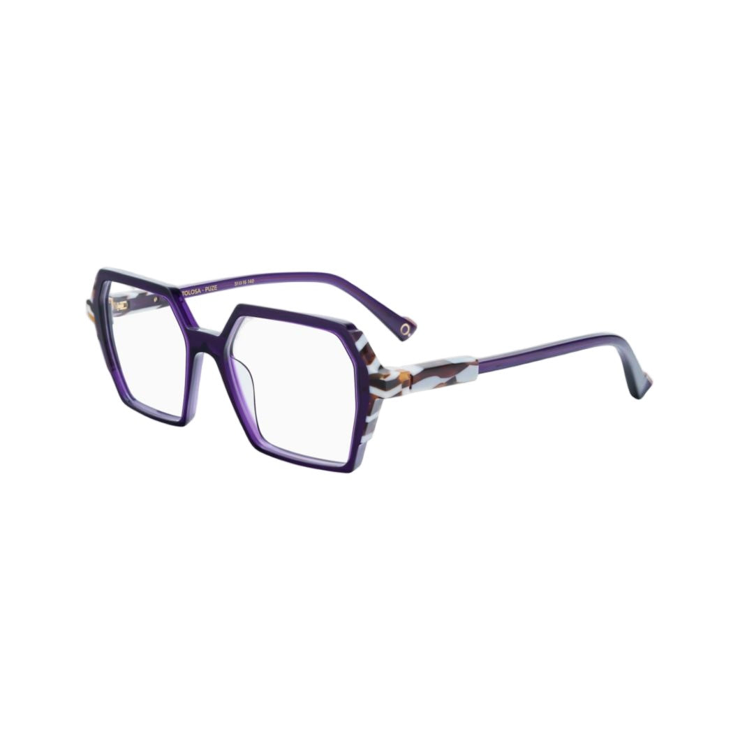 Etnia Barcelona Tolosa Hexagonal Deep Purple Acetate Eyeglasses With Tortoiseshell Accents